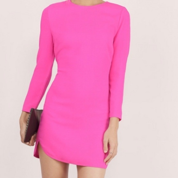 long sleeve hot pink dress